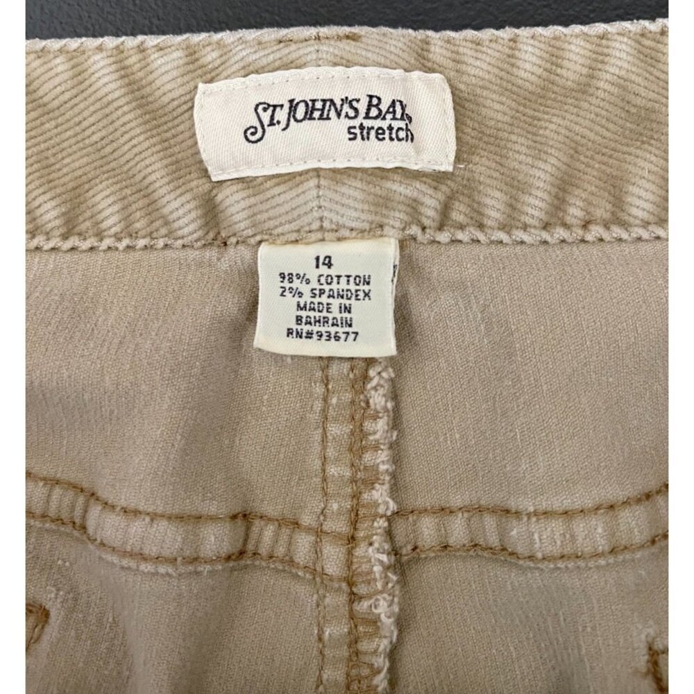 St. John's Bay Women's 14 Classic Fit Khaki Corduroy Pants Straight Leg - Picture 6 of 7